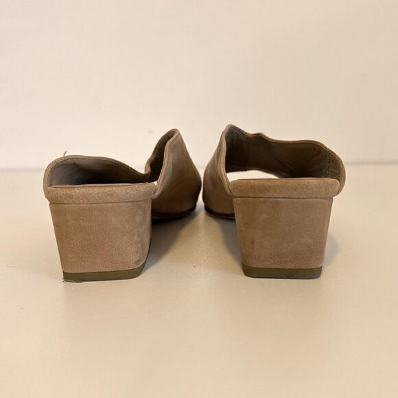 Eileen Fisher Katniss Tan Nubuck Leather Block Heel Slide Sandals - Picture 5 of 6